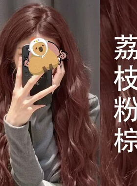 荔枝粉棕染发显白2025潮流行色植物天然染发剂学生在家染色剂阳光