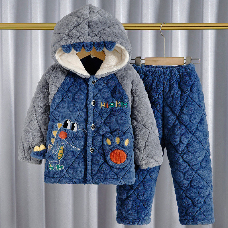 加厚法兰绒家居服冬季
