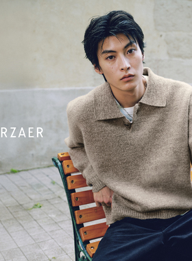 RESTICK 澳洲进口美丽诺长绒羊毛翻领毛衣可机洗中性POLO领针织衫