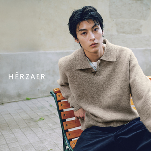 RESTICK 澳洲进口美丽诺长绒羊毛翻领毛衣可机洗中性POLO领针织衫