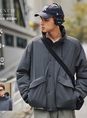 RESTICK 90%鹅绒轻薄派克羽绒服 立领/连帽切换 防泼水冬季男外套