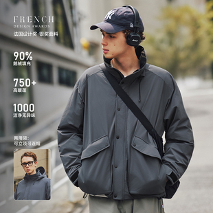 防泼水冬季 RESTICK 连帽切换 立领 男外套 90%鹅绒轻薄派克羽绒服