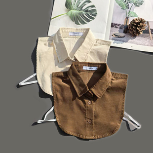 复古全棉灯心绒细条假领子装饰领百搭时尚假衬衫领秋冬叠穿新款