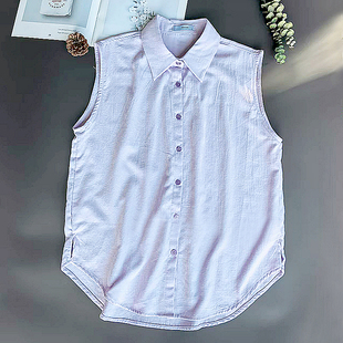 雅芋紫！磨毛高支棉叠穿伴侣无袖衬衫女衬衣背心打底马甲坎肩内搭