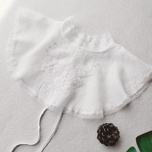 MOSTJIA日系苎麻刺绣假领子披肩