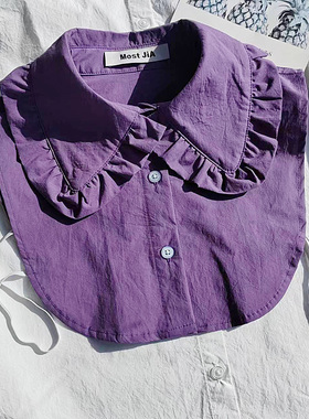 限定系列！元气女孩 蝴蝶幼稚园紫色叠穿可爱少女风花边假领子女