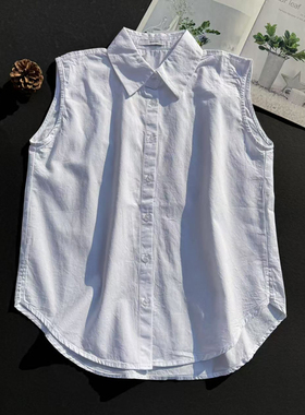 MOST JIA柜货软糯亲肤气质白色高支棉棉卫衣假领子无袖背心假领