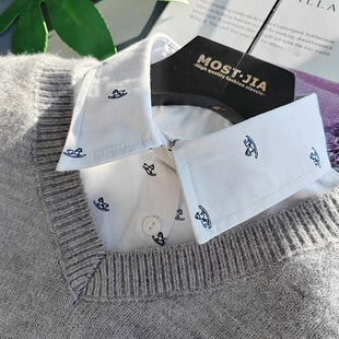 原创小木马印花假领子女百搭衬衣领衬衫领儿童假领衣领领子男童棉