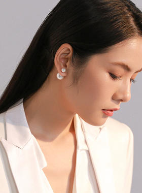 TSL谢瑞麟999足银双面珍珠耳钉女纯银耳环2026新款高级感气质耳坠