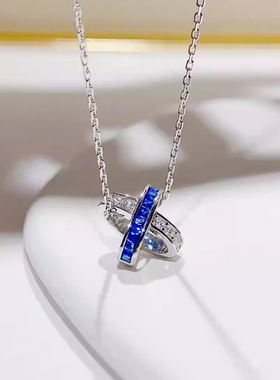 蓝钻明星同款镂空项链情人节礼物