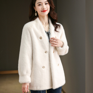 皮草外套女皮毛一体冬毛茸茸海宁新款 环保毛绒宽松显瘦仿水貂