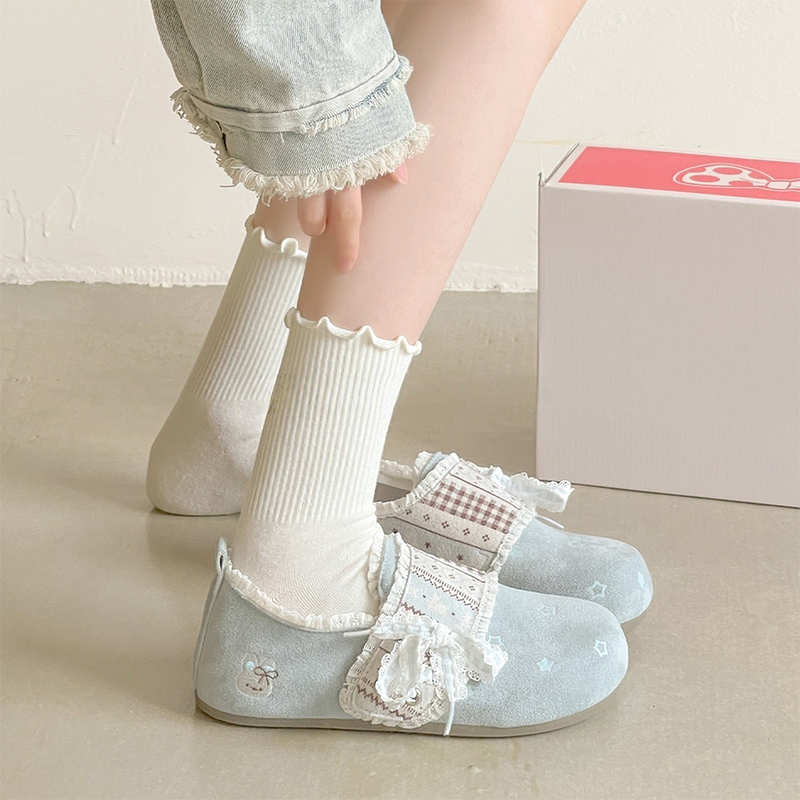 2026春季新款女孩博肯鞋懒人一脚蹬外穿鞋魔术贴花边休闲鞋潮,女鞋,勃肯鞋/软木鞋,淘宝优惠券,粉丝福利购,淘宝优惠卷