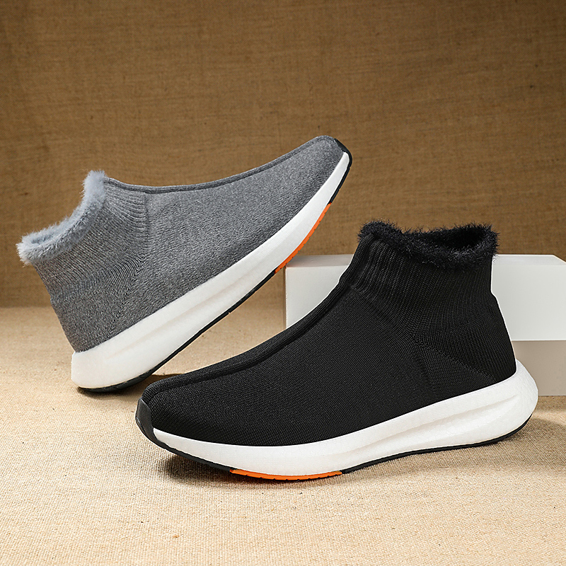 步因美秋冬新品加绒健步鞋薄绒保暖休闲男鞋高帮棉鞋禅鞋中老年鞋