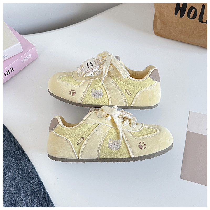 韩版圆头感泡芙鞋女2026新款春季小清新蕾丝爱心小白鞋德训鞋,女鞋,德训鞋,淘宝优惠券,粉丝福利购,淘宝优惠卷