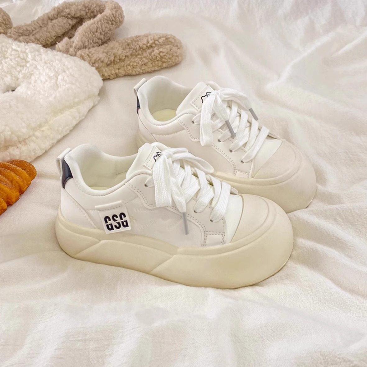 厚底面包鞋子女2026春季新款爆款百搭板鞋设计休闲小白鞋,女鞋,时尚休闲鞋,淘宝优惠券,粉丝福利购,淘宝优惠卷