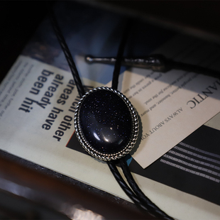 TIE领绳小众款 蓝砂星西部牛仔波洛领带男BOLO 复古简约大款 繁星