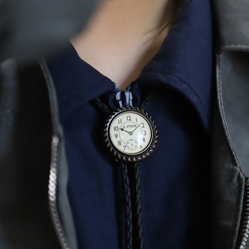 复古怀旧老钱风钟表波洛领带