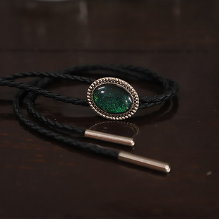 绿野仙踪 TIE皮绳 复古微闪滴胶绿色小清新波洛领带西部牛仔BOLO