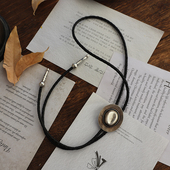 复古牛仔帽波洛领带男BOLO 经典 款 TIE美国西部古金古银皮绳线环