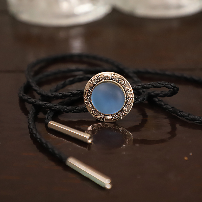 复古浅蓝仿琉璃波洛领带男