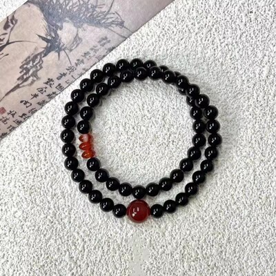 【一抹相思】现代情侣款复古叠戴双圈珠串手链简约百搭爱情手串