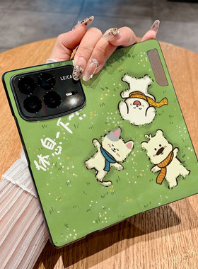 适用小米Mixfold4手机壳Mixfold3翻盖皮套Mixfold2创意24o72PX77C插画仿皮彩绘时尚个性保护套商务防摔新款潮