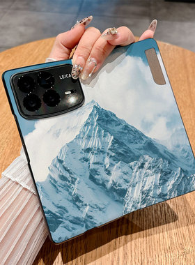 适用小米Mixfold4手机壳Mixfold3翻盖皮套Mixfold2时尚小迷Mixf0ld2个性防摔创意保护套仿皮新款商务插画彩绘