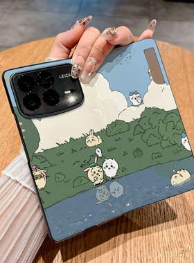 适用小米Mixfold4手机壳Mixfold3翻盖皮套Mixfold2仿皮小迷Mixf0ld3保护套商务时尚新款防摔插画彩绘创意个性