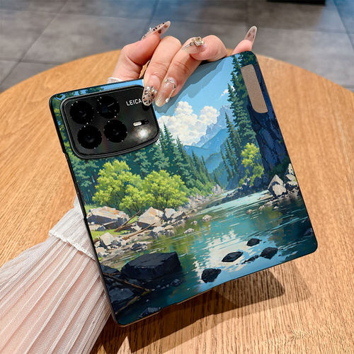 适用小米Mixfold4手机壳Mixfold3翻盖皮套Mixfold2商务小咪Mixfoid3个性彩绘时尚插画保护套创意新款防摔仿皮