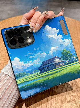 适用小米Mixfold4手机壳Mixfold3翻盖皮套Mixfold2新款小迷mixf0ld2商务个性仿皮防摔彩绘插画保护套创意时尚