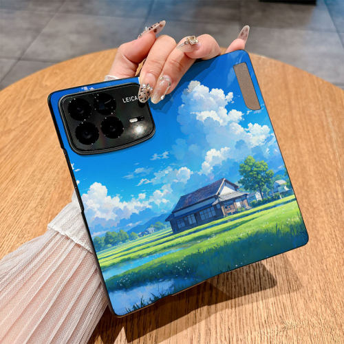 适用小米Mixfold4手机壳Mixfold3翻盖皮套Mixfold2新款小迷mixf0ld2商务个性仿皮防摔彩绘插画保护套创意时尚