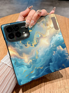 适用小米Mixfold4手机壳Mixfold3翻盖皮套Mixfold2彩绘小迷Mixf0ld2新款仿皮插画时尚商务防摔保护套创意个性