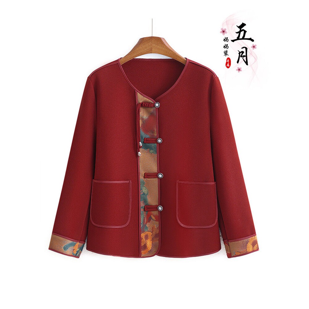 气质妈妈春装新中式国风外套女中老年本命年女装休闲短款夹克薄款