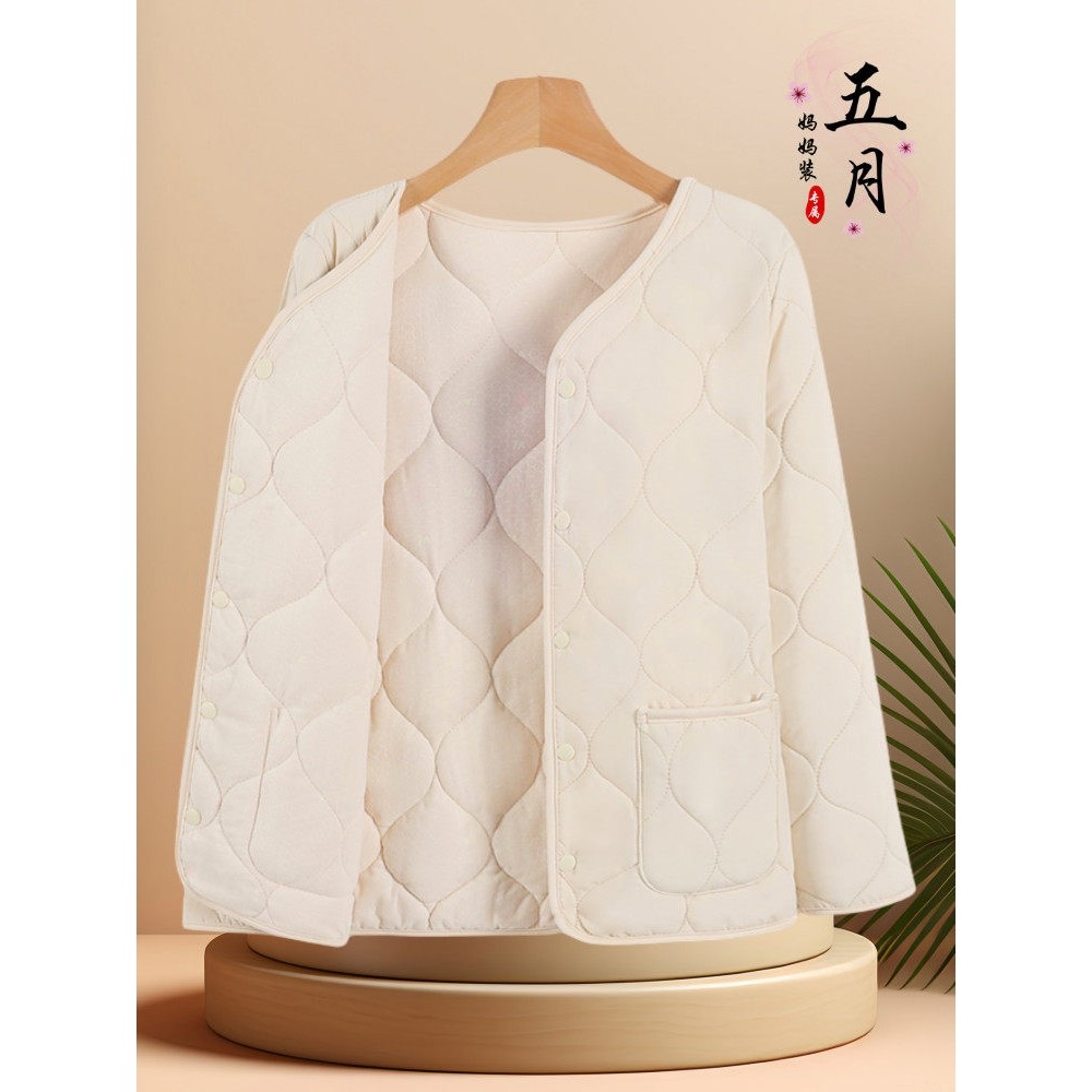 秋冬薄款小棉袄中老年短款棉服外套妈妈装羊毛内胆轻薄保暖内搭女