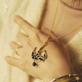 Эмаль, ожерелье, подвеска, инкрустация камня, серебро 925 пробы, с драгоценным камнем, европейский стиль