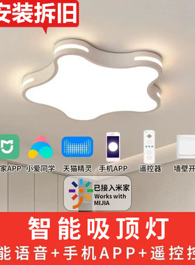 包安装LED吸顶灯儿童房间灯天猫精灵离线语音智能五角星卧室灯具