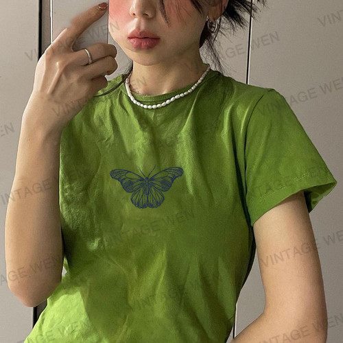 纯棉辣妹正肩短袖T恤女