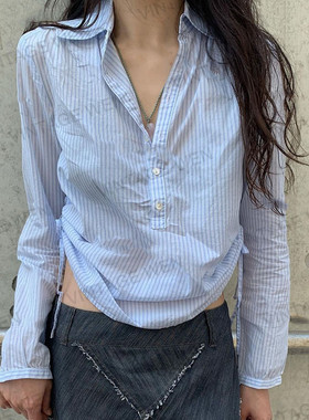 简约甜美长袖衬衫上衣女