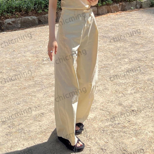 chic温柔风ins米白宽松垂感休闲长裤 2025春韩版 女恭 Wen Vintage