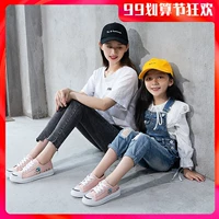 Học sinh trung học cơ sở phiên bản tiếng Hàn của giày vải thủy triều nữ 2019 mùa thu mới lớn trẻ em giày thể thao màu đen hoang dã - Plimsolls giày thể thao nữ 