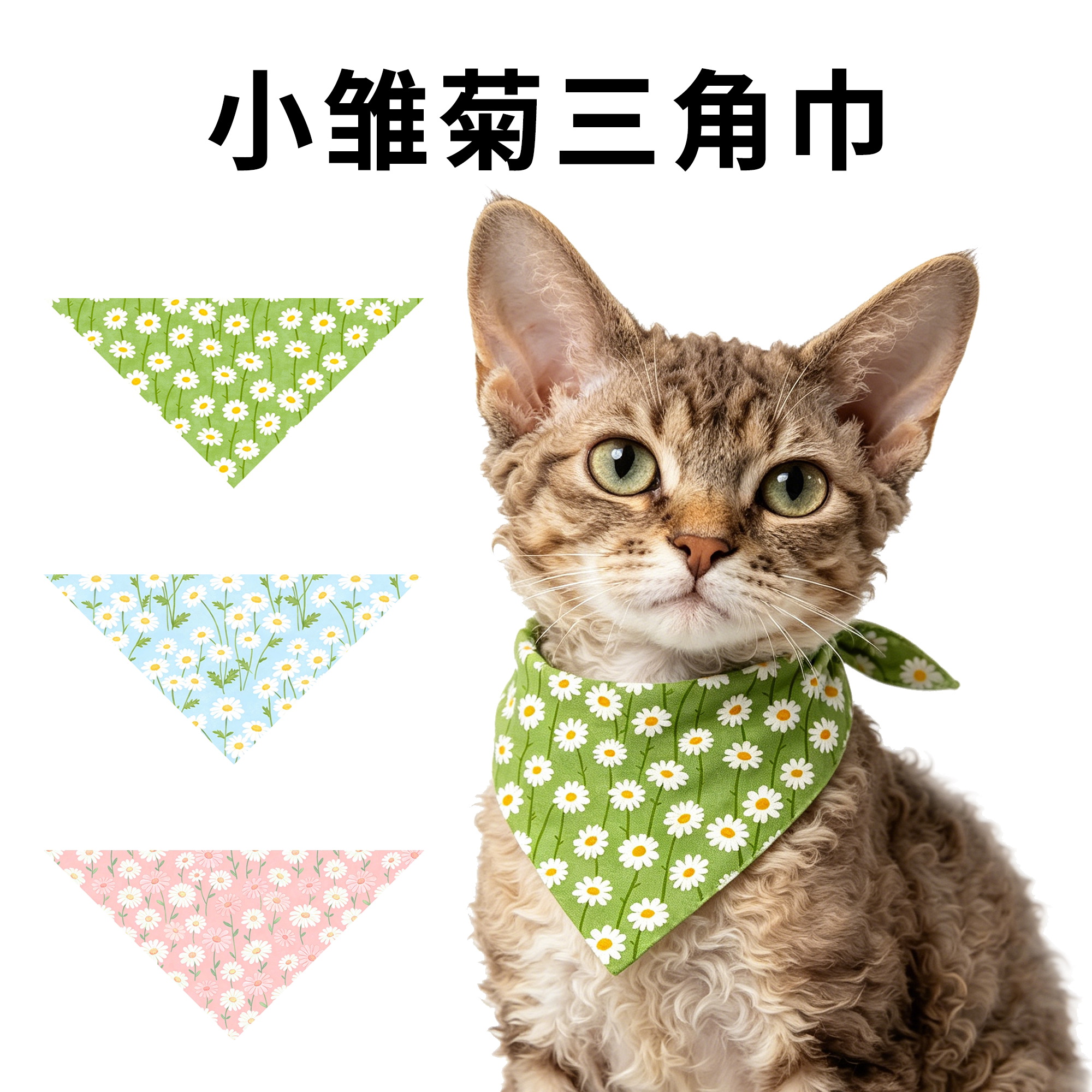 新款宠物口水巾可爱小雏菊猫咪