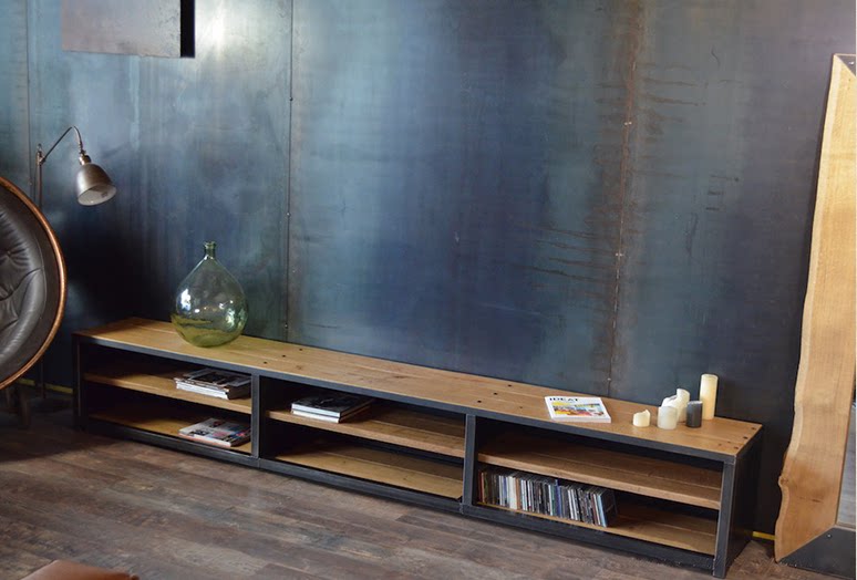 美式乡村复古简约实木电视柜做旧铁艺家具客厅置物架卧室边柜组合