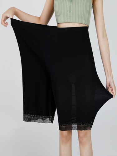 300斤6XL打底裤女安全裤夏蕾丝花边五分裤防走光加裆加大码妈妈裤