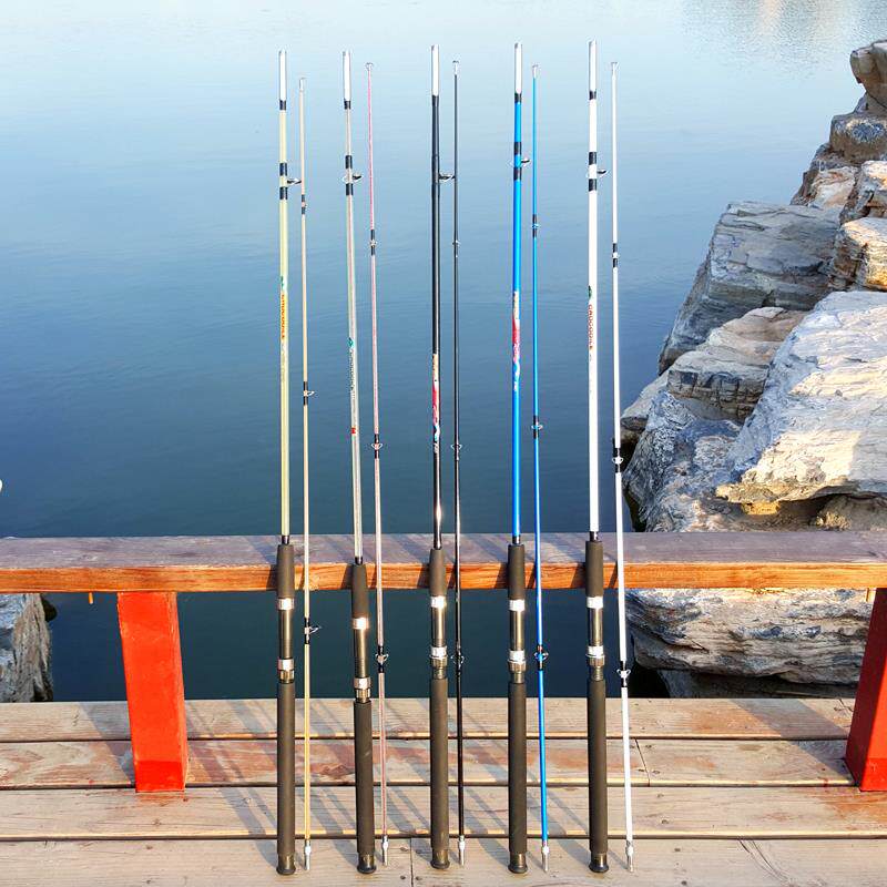 超硬透明路亚竿实心插接竿锚杆海竿黑鱼雷强竿螺丝接口船钓玻璃钢