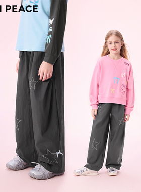 MINIPEACE太平鸟童装女童降落伞裤秋季五角星钻甜酷儿童工装裤女