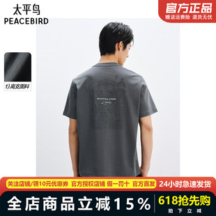 太平鸟男装 休闲T恤撞色刺绣纯色圆领T恤 B1CNF2226