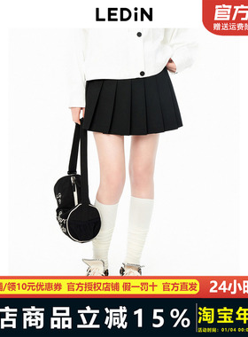 【商场同款】乐町百褶短裙秋季新款学院风黑色短款半裙C2GEE3212