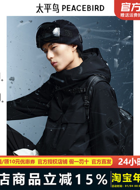 太平鸟男装户外羽绒服男24年冬新款工装防寒服连帽外套BAACE4205