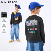 5A抑菌 MINIPEACE太平鸟童装 秋新男童长袖 T恤背后大图儿童新款 潮