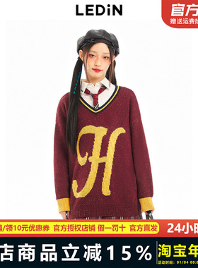 【清仓】乐町字母针织衫早秋季新品V领线套衫女C2EED4336